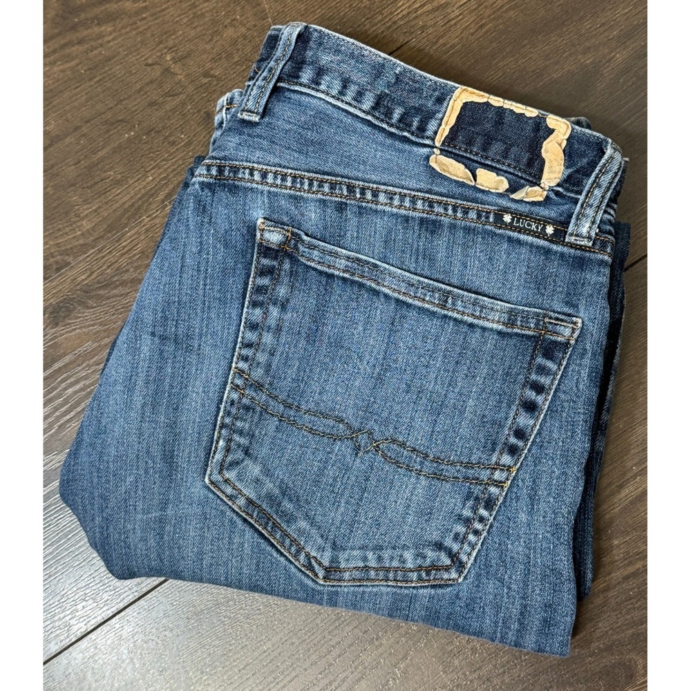Lucky Brand 361 Vintage Straight Mens Jeans 36x32 Blue Medium Wash Rugged